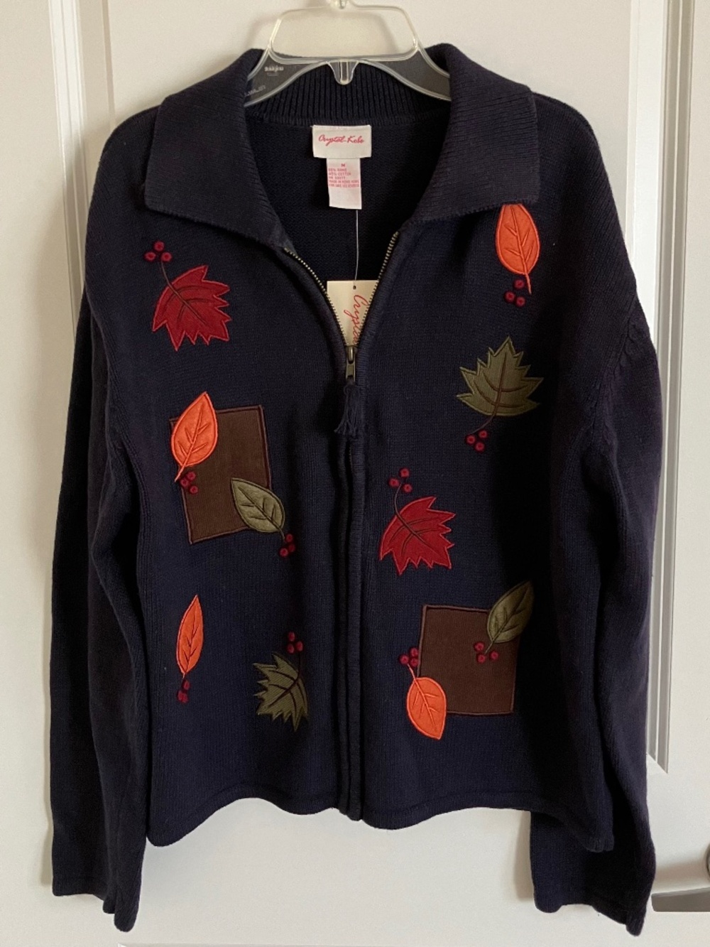 Women's Blue Zippered Cardigan Sweater
